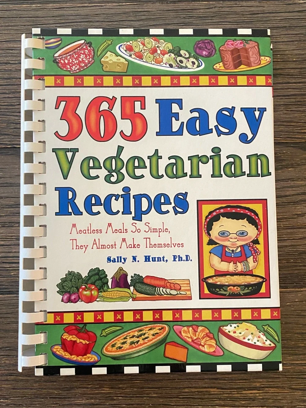Cookbook 365 Easy Vegetarian Recipes Combination Hardback Spiral Bound Book